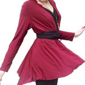DIANE KROE LAYER JACKET VENEZIA TRAVEL JERSEY WINE WRAP COVER UP JACKET CARDIGAN